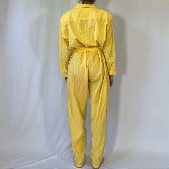 E.Z. Spirit Vintage 80s Yellow Belted Jumpsuit - Picture 3 of 11